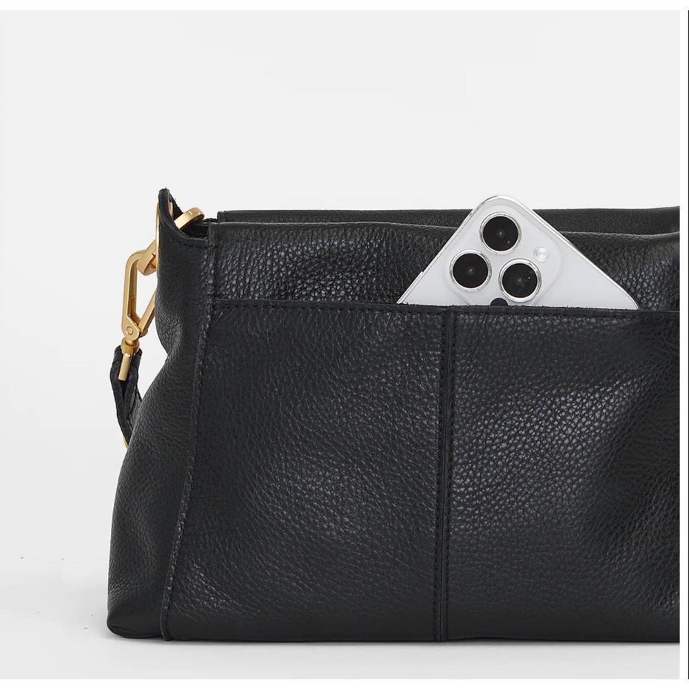 Hammitt Black Leather Bryant Medium Shoulder Bag with Gold Hardware - Picture 5 of 6